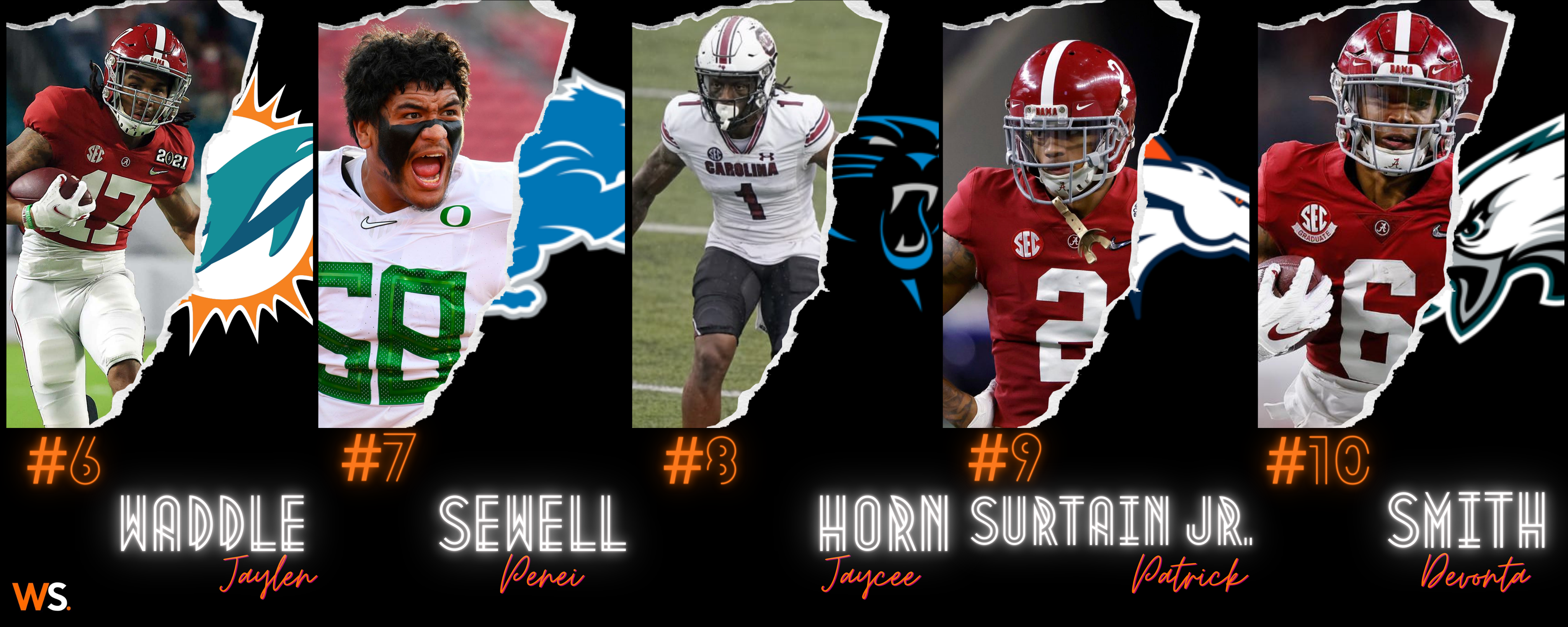 Draft NFL : les joueurs sélectionnés entre la 6e et la 10e place