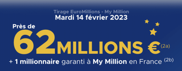 Euromillions du mardi 14 février 2023 : heure du tirage, gains et pronostic