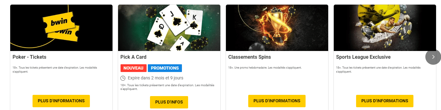 fonctionnalités Bwin