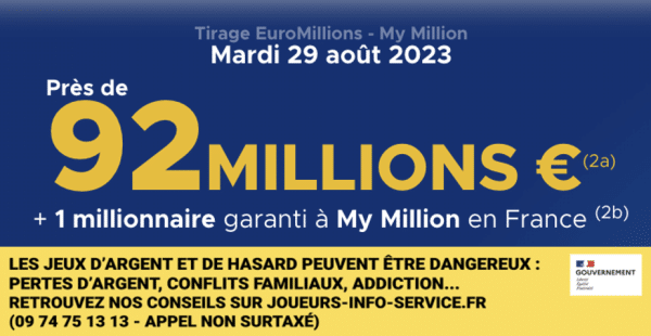 Euromillions du mardi 29 août 2023 : heure du tirage, gains et pronostic