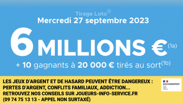 Loto du Mercredi 27 septembre 2023 : heure du tirage, gains et pronostic